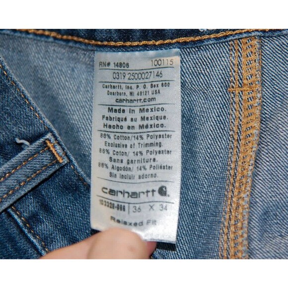 Carhartt Relaxed Fit Double Knee Denim Jeans 30x30 Blue 103328 966 *Distressed - Picture 12 of 12